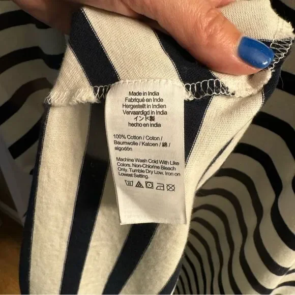 Jcrew navy and white striped hi low maxi dress Sz Small - Picture 6 of 7